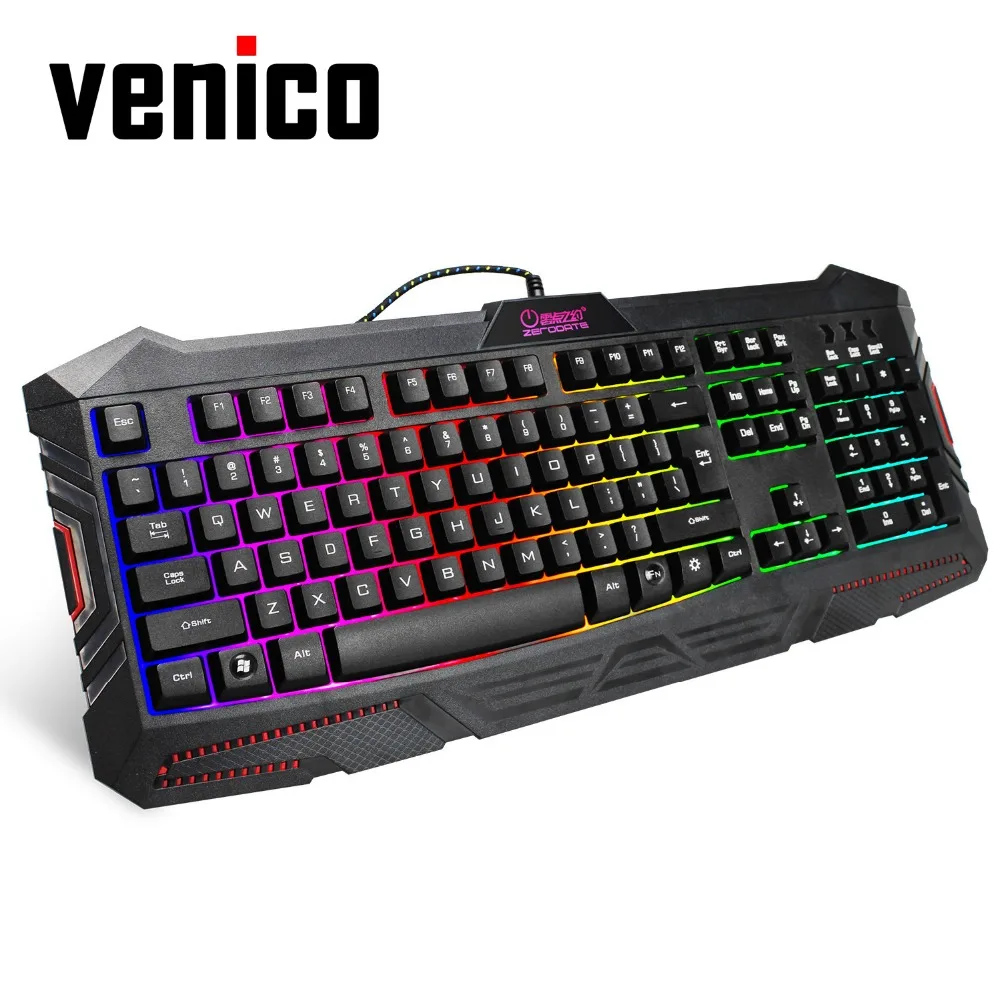 Rainbow Backlight Gaming Keyboard 104 Key Computer