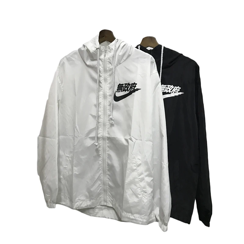 Drop Shipping Chinese Characters Windbreaker Jacket Men Fashion Logo Letter Printed Women Thin Casual Jackets US SIZE