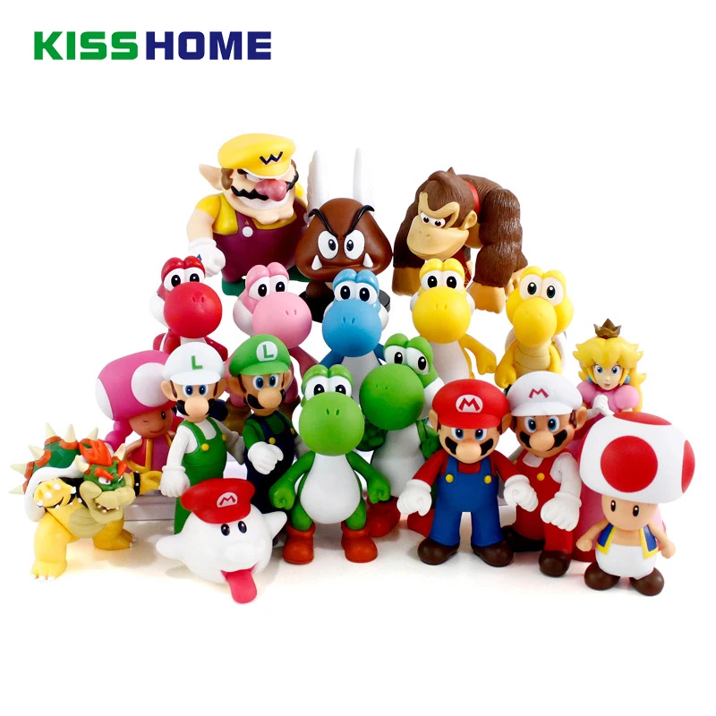 Фигурка героя аниме Super Mario Bros 8 15 см Bowser Koopa Yoshi luмеждународный гриб персик ПВХ