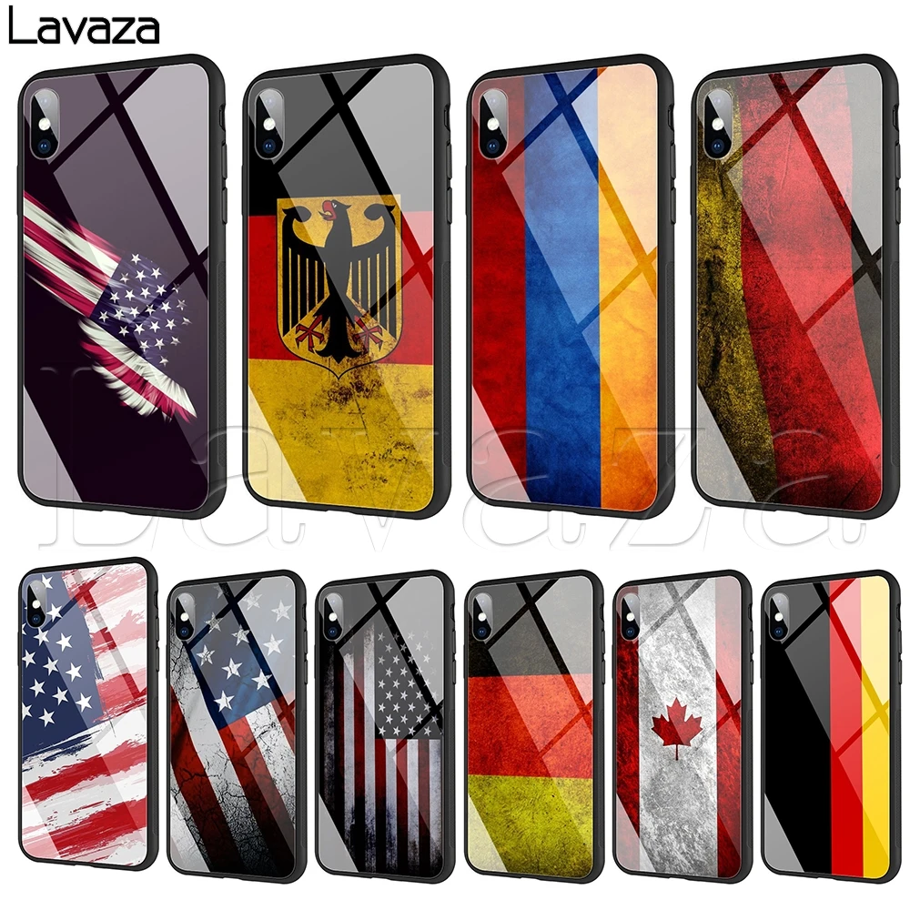 Чехол Lavaza из ТПУ с немецким флагом и закаленным стеклом для iPhone XS Max XR X 8 7 6 6S Plus 5 5S SE