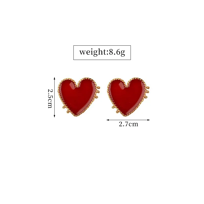 Модный дизайн панк золотые красные акриловые серьги в форме сердца для женщин Boho большие серьги Рождественский подарок