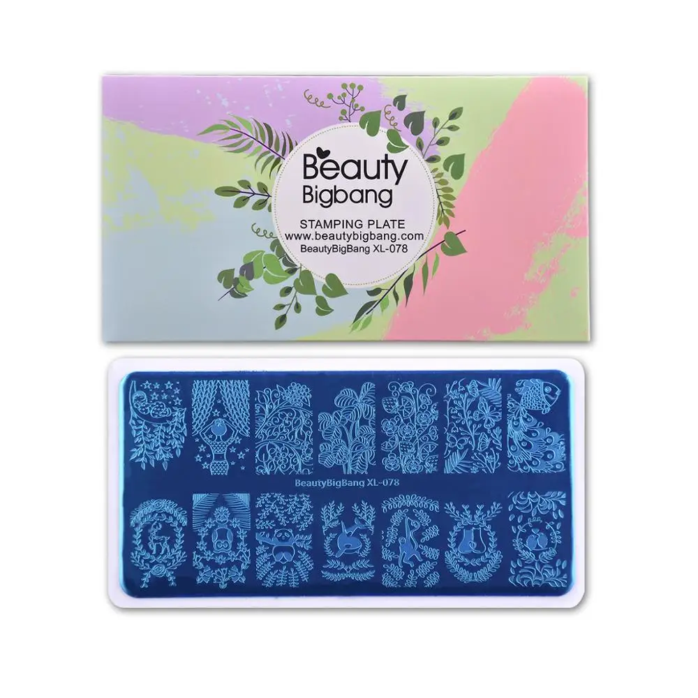 

Beautybigbang Stamping Plates Stainless Steel Natural Theme Leave Aniaml Pattern Image Stamping Stencil For Nail Polish Art 078