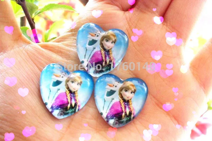 Сердце Анна Олаф Фигурка Кабошон Стекло Патч DIY Подвеска Украшение Сада Головные