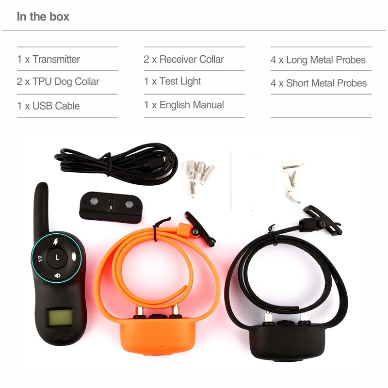 Electric Dog Training Collars IP67 Waterproof Rechargeable Dog Collars With 400m Remote Control Receiver Pet Training Collars