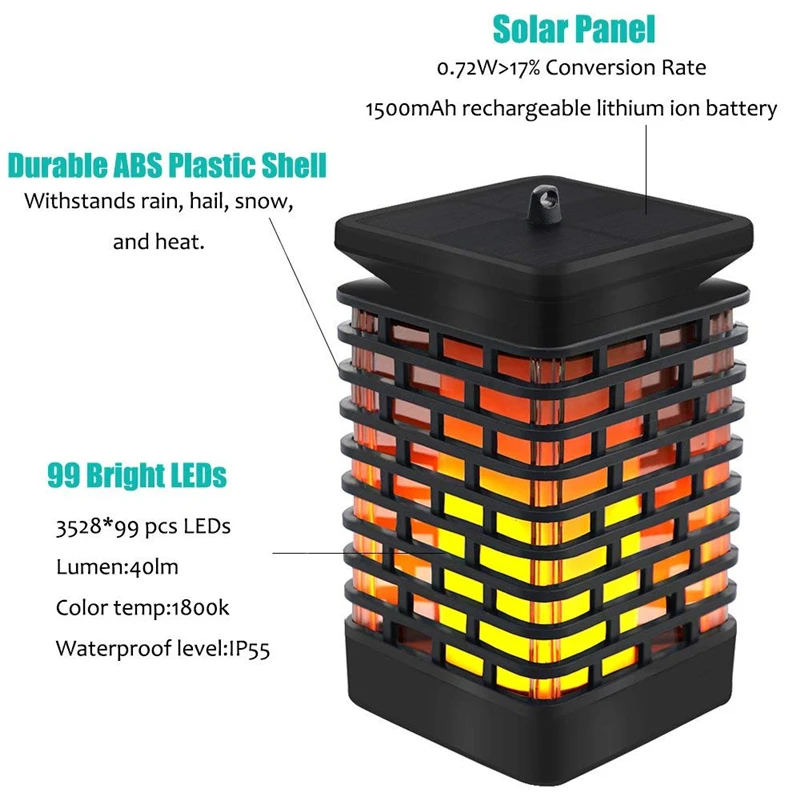 Solar ao ar Jardim à Prova Livre Água Ip65 Quad Vela Quadrados Chama Cintilação Pendurado Decoração Lâmpada Xiaomi Foco Led Dip65 Luz 8 Lâmpadas solares