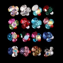 100PCS 3597-3612 Metallic Glitter Rhinestones Decorated Flower 3D Alloy Nail Charm Cross Nail Jewelry Women metallic letters circle ring decorated corduroy graphic hat