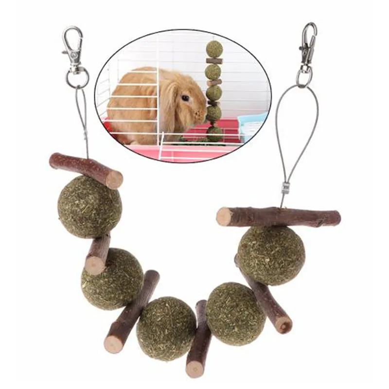Pet Hamster Toy Natural Apple Tree Branch Teeth Grinding Grass Hanging Cage Toys Rabbit Chinchilla Small Animal Supplies