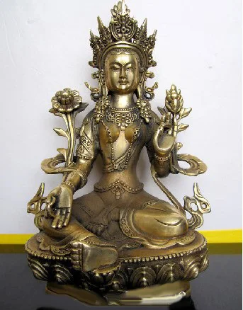 

Tibetan bronze green tara buddha statue free shipping