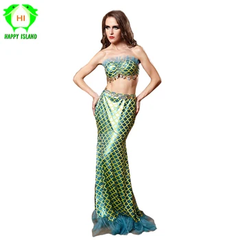 

2020 New Adult Women Fantasia Mermaid Tail Costume Sexy Adult Ariel Mermaid Dress Cosplay Sea Maid Halloween Costume For Girls