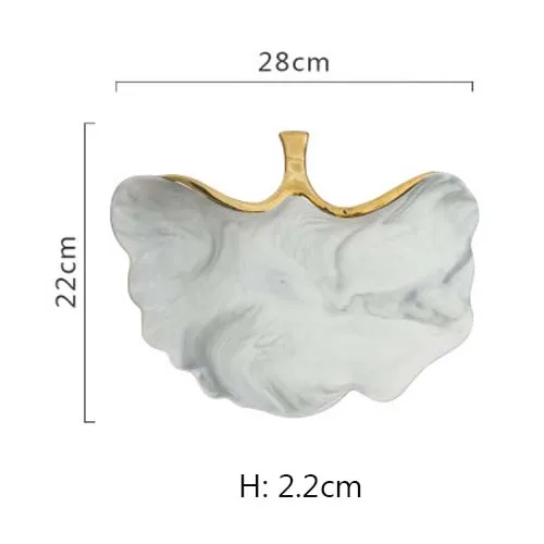 JINSERTA, Золотая мраморная керамическая тарелка, блюдо для супа, миска для риса, салат, десерт, тарелка для торта, ювелирный декоративный лоток для хранения посуды - Цвет: Butterfly-L