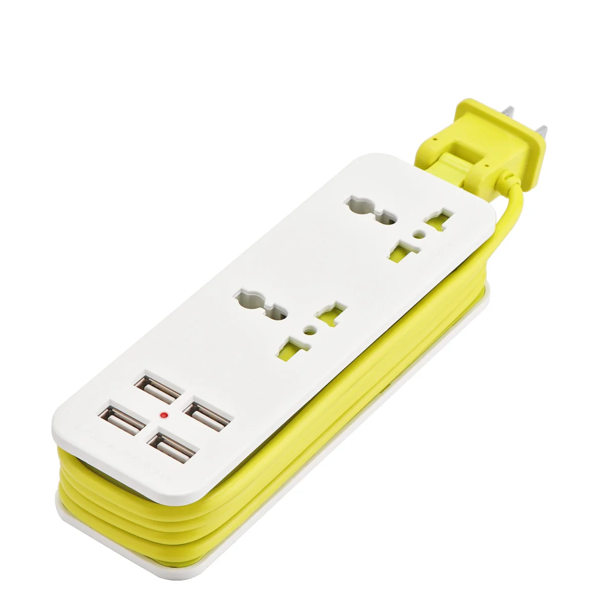 Удлинительная розетка, портативная штепсельная вилка европейского стандарта для путешествий, сетевой фильтр с 4 USB умным зарядным устройством, настенное зарядное устройство, настольный концентратор - Цвет: yellow