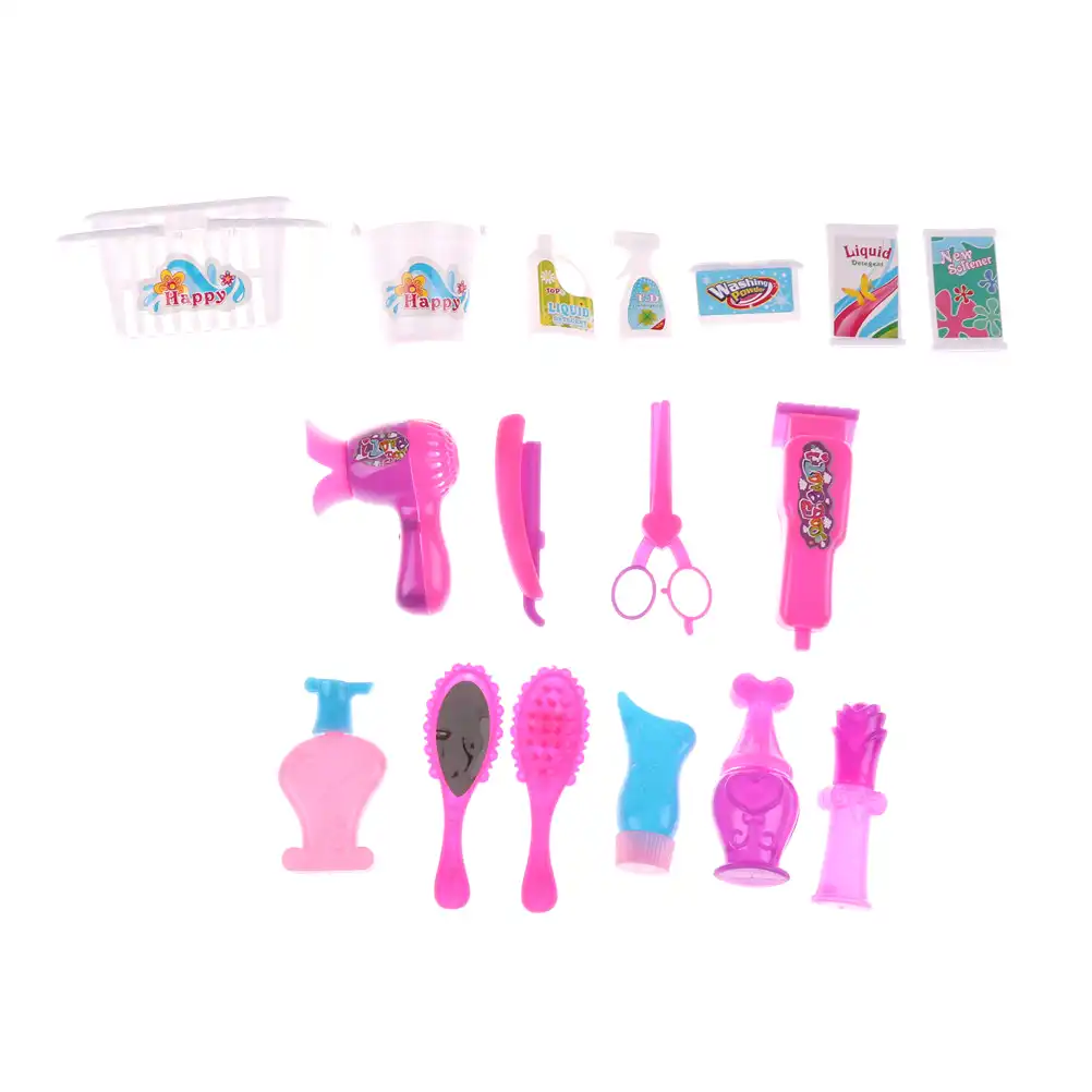 1 Set Funny Toys Mini Doll Kitchen Cleaning Sets Hair Dryer Makeup