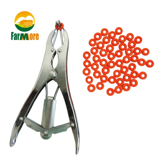 1Pc Tail Castration Pliers Sheep Expansion Forceps Livestock Castration  Tool And 100 pcs High Elastic Particulate Rubber Rings