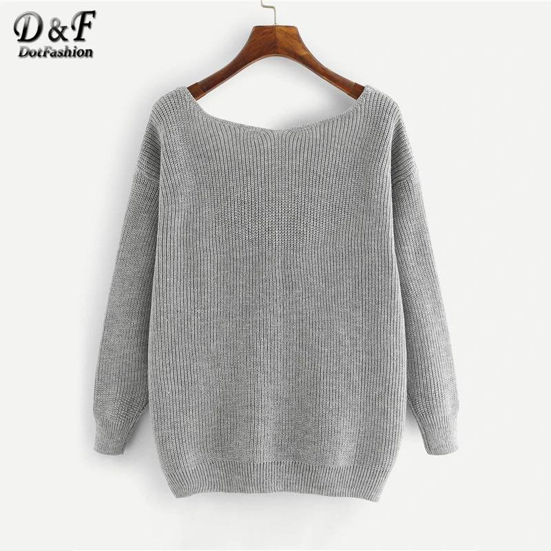 Kaufen Dotfashion Grau Perle Perlen Bogen Gebunden Vordere Strickjacke Frauen Casual Herbst Kleidung Pullover Mode 2019 Frauen Pullover Jumper