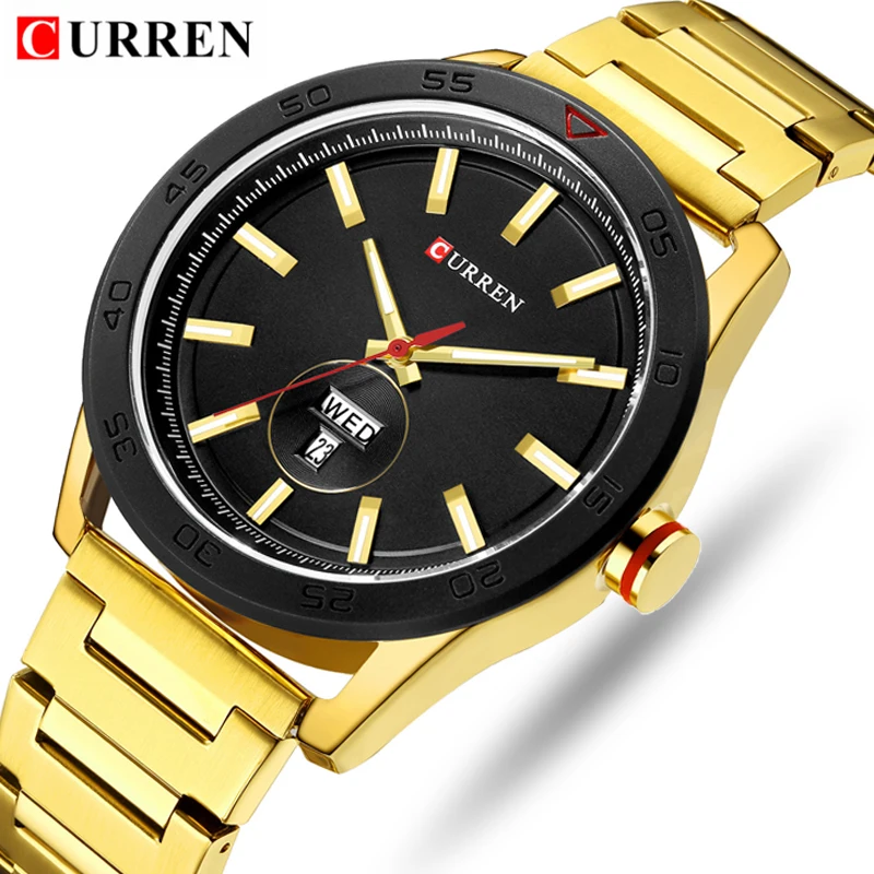 

CURREN Top Luxury Brand Gold Full Steel