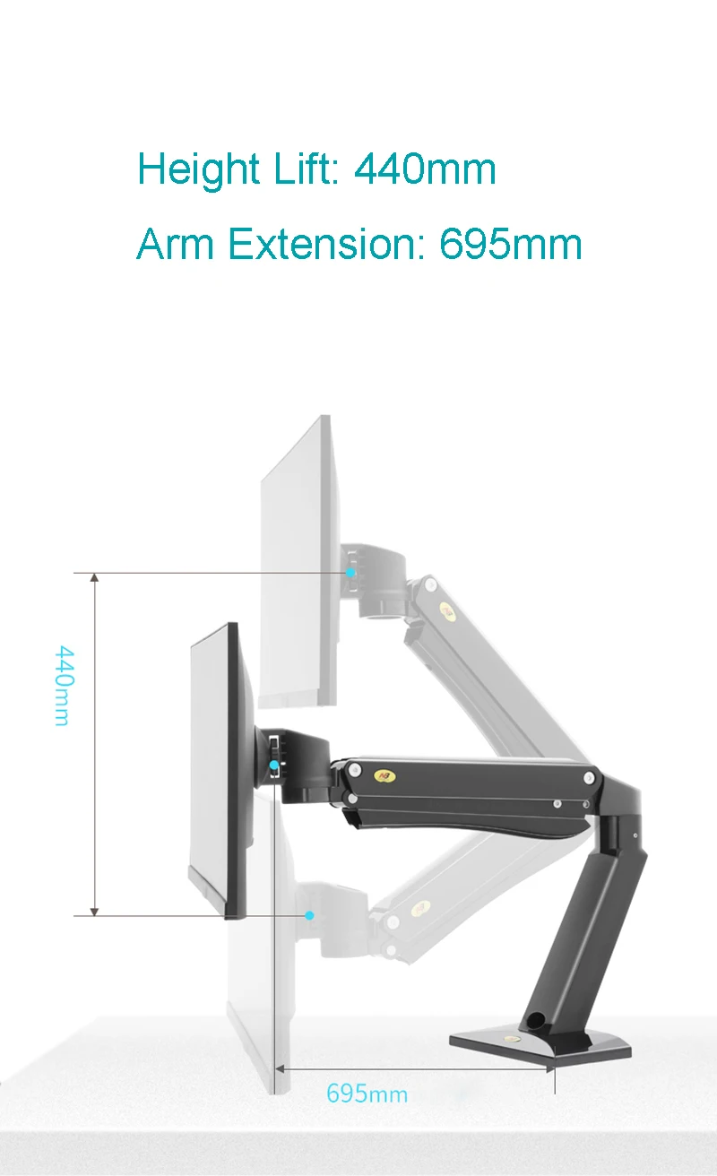 NB F45 газовая пружина 27-40 дюймов светодиодный крепление для ЖК-телевизора полный движения рычаг-держатель монитора нагрузки 2-15kgs VESA 75/100 мм монитор для настольного ПК