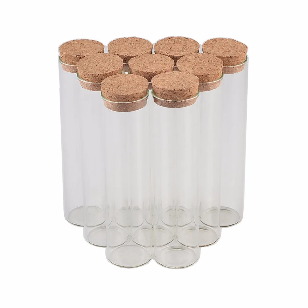 

50 pcs 30x100 mm 50ml Flat Bottom Glass Tube Bottles With Corks Empty Scented Tea Jars Containers Wishing Stars Vials
