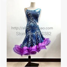 Латинской Танцевальный костюм и имитацией жемчужин; Соблазнительные без рукавов леопард, латино Танцы женское платье для латино-американских танцев одежды для конкурса танцов платья