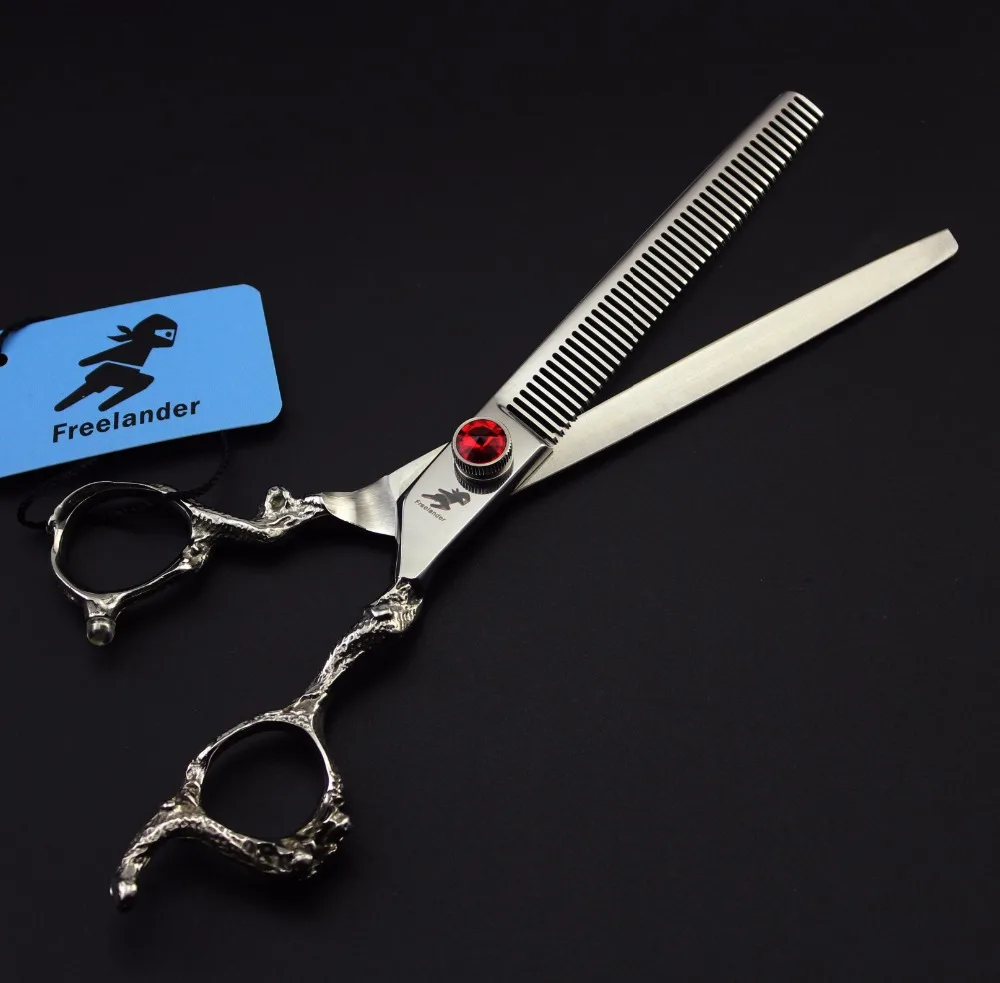 7.0 inch Freelander High-end dragon handle Gems Tooth scissors Thinning Pet scissors Unique fish bone scissors