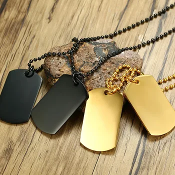 

A Set of Two Pieces Men's Military Army Stainless Steel Blank Double Dog Tag Necklace Ball Chain 60cm