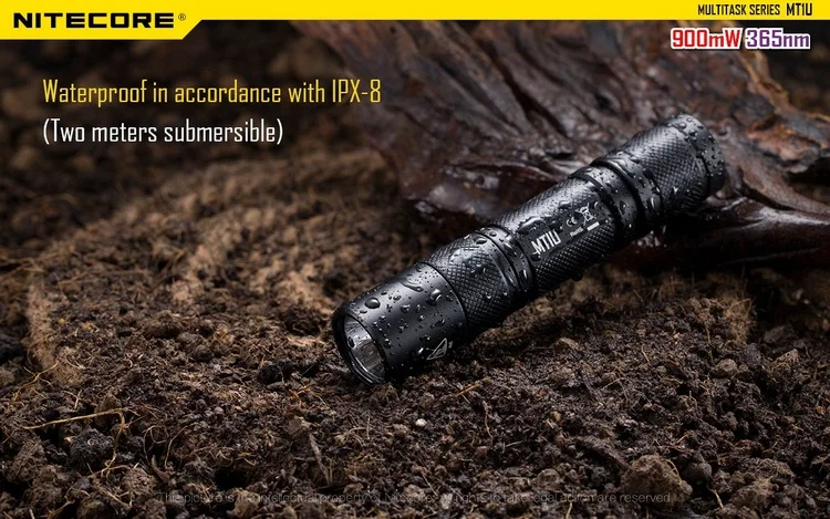 NITECORE MT1U с 18650 батарея УФ светодиодный источник удобный ультрафиолетовый фонарик Рыбалка Охота промышленности приложений Бесплатная