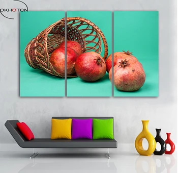 

Pomegranate Still Life Unframed Painting Canvas Art Poster For Living Room Modern Type Modular Picture 3 Panels Printing