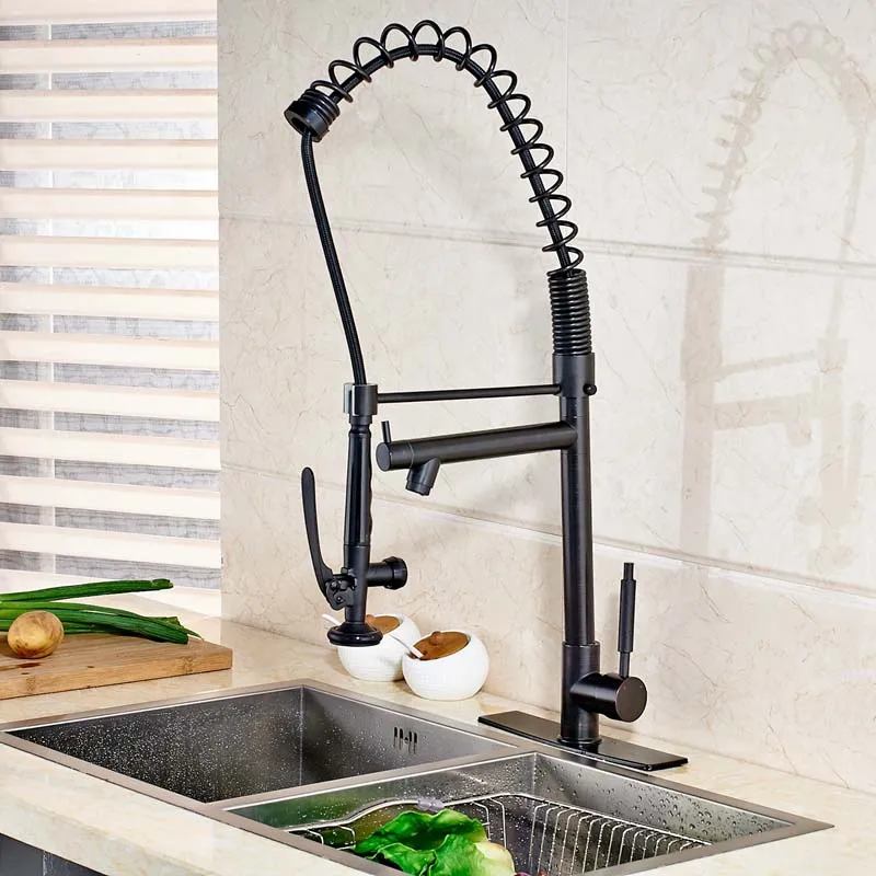 

Luxury Oil Rubbed Bronze Kitchen Mixer Faucet Vanity Tap Single Handle Hole Deck Mounted Cover Plate