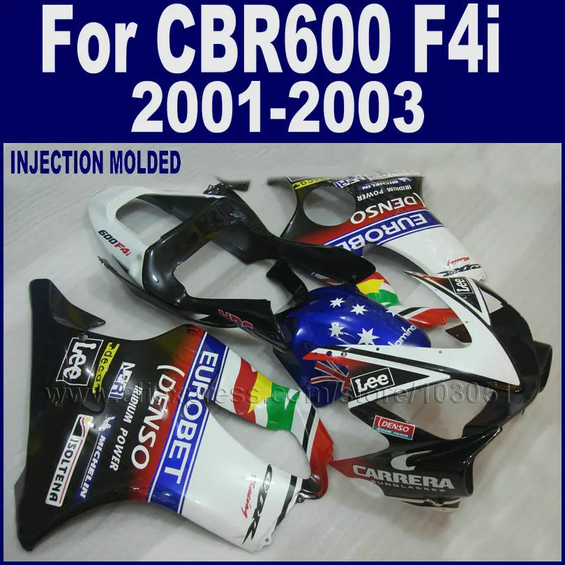Фабрика мотоцикл обтекатели комплект для Honda CBR 600 F4i 01 02 03 Cbr 2001 2002 2003 Запчасти и