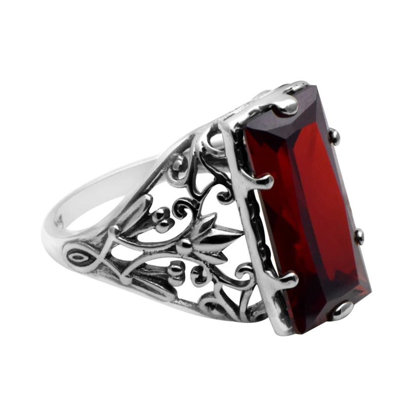 Szjinao Jewelry Victoria Sterling-Silver-Jewelry Garnet 925 Sterling Silver Rings for Women Wedding Rings Free Box
