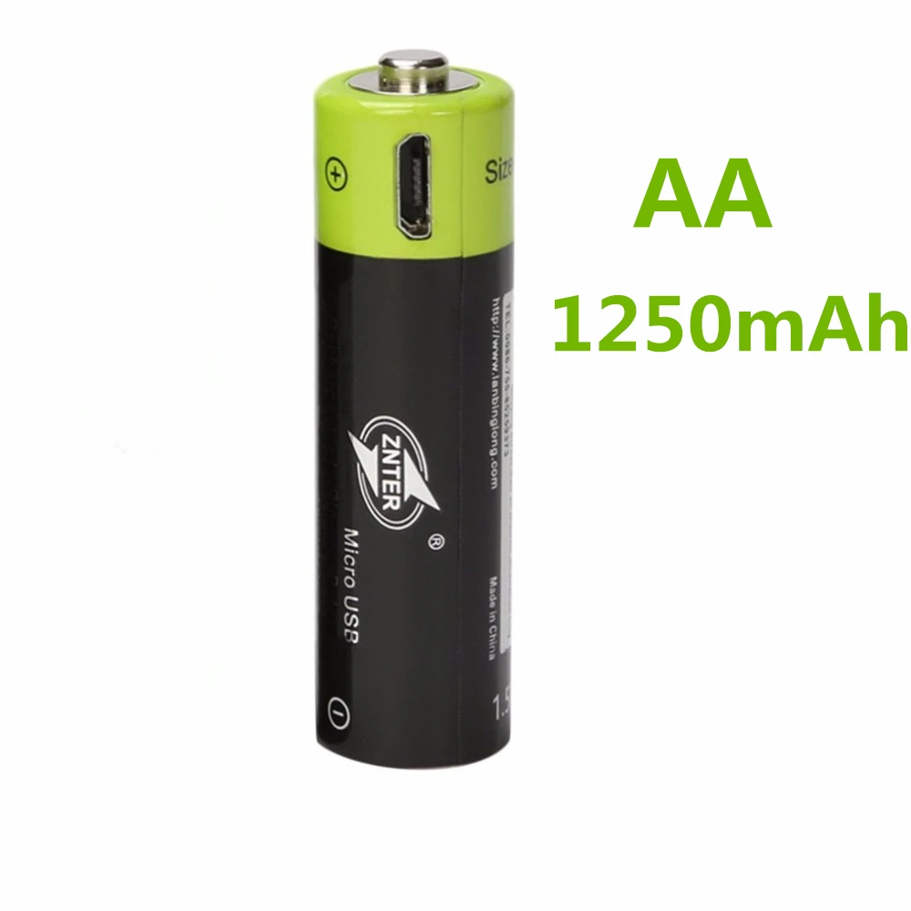 Горячая Распродажа ZNTER 1,5 V AA перезаряжаемая батарея 1250mAh USB перезаряжаемая литий-полимерная батарея Быстрая зарядка через Micro USB кабель - Цвет: 1PCS Battery