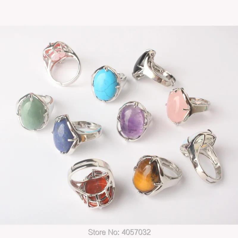 

New Stylish Silver Plated Oval Mix-Crystal Stone Resizable Quartz Ring Fashion Jewelry Ring 1PCS