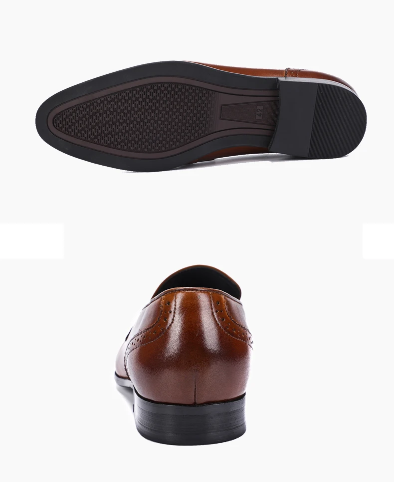 Men's Leather Casual Shoes' Business Black Oxfords Genuine Leather Shoes Men Big Size Wedding Casual Shoes Men Brown Loafers New (10)