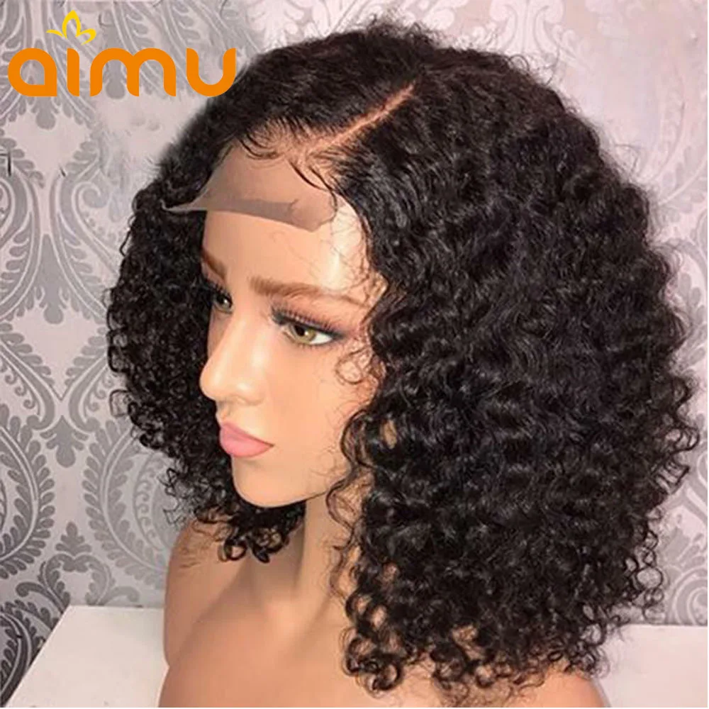 Discount Short Bob Human Hair Wigs Water Wave Brazilian Remy Wig Full Ends 360 Lace Frontal Wig Pre Plucked Lace Wigs With Baby Hair Aimu 2