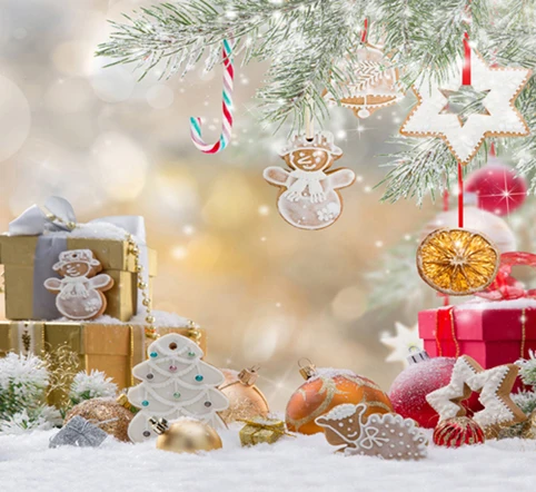 

10X10ft Vinyl Photography backgrounds Elk Snow Pine Tree Candy Gingerbread Man Christmas Backdrops for Photo Studio CM-6304