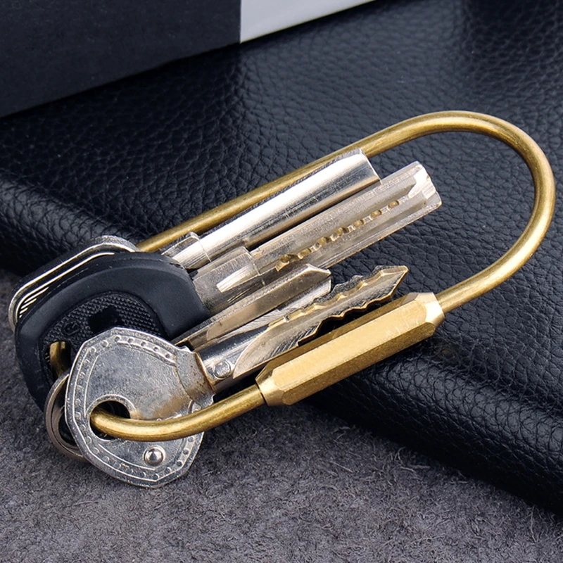 

Handmade Oval Shape Brass Keychain Classic Key Ring Key Chain EDC Camping Tools
