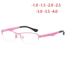 Металлическая Женская полуоправа 1,56, асферические линзы, очки по рецепту, женские очки из титанового сплава, бизнес очки для близорукости с градусом 0~-4