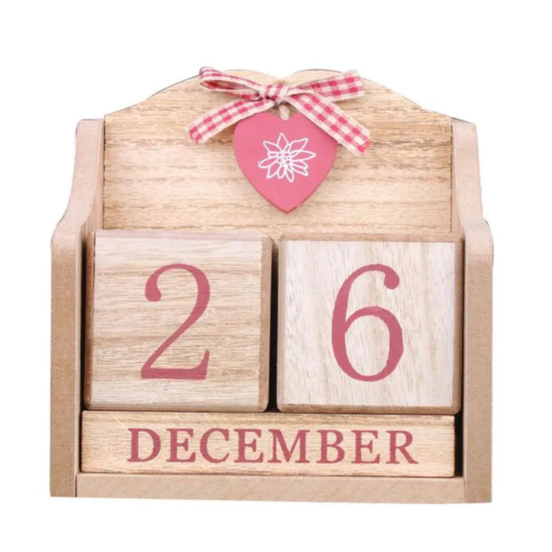 1PC Decorative Wooden Calendar Desktop Calendar DIY Yearly Planner Pen