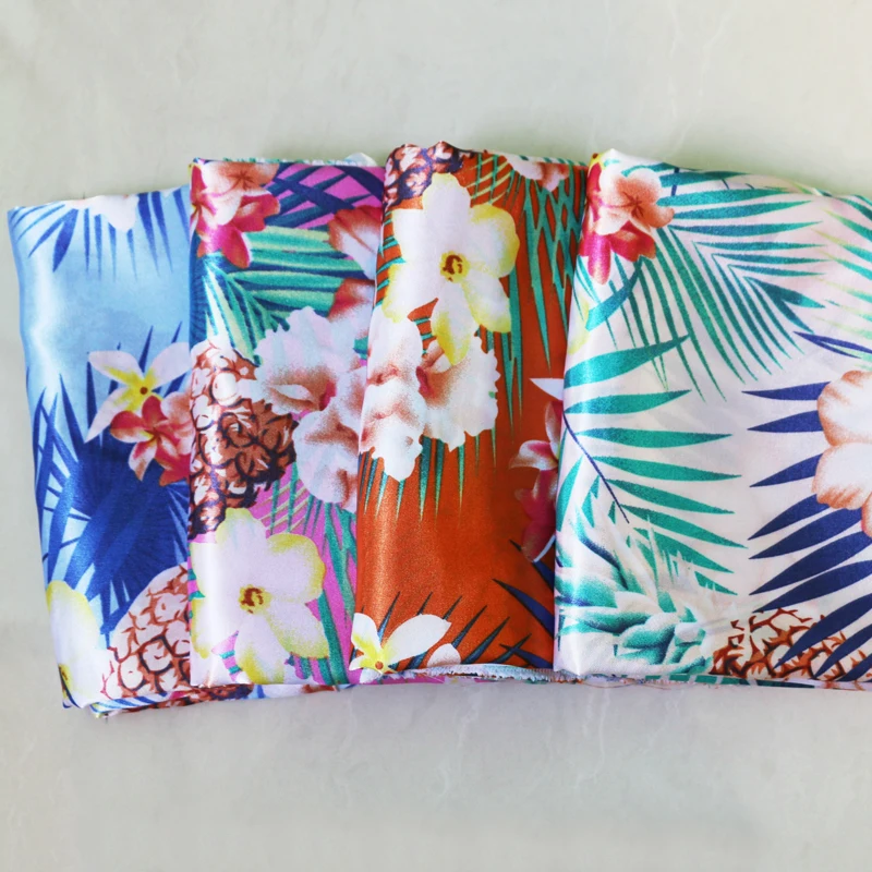 Винтажный цветочный полиэстер Шармез ткань мягкий Атлас Tissu 100 см* 148 см