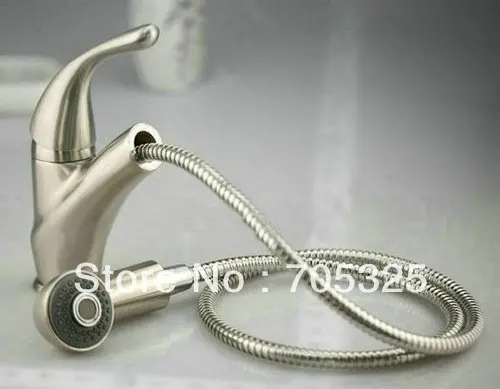 New SIngle Handle Nickel Brushed Pull Out Bathroom Sink Basin Mixer Tap Faucet Z348 | Обустройство дома