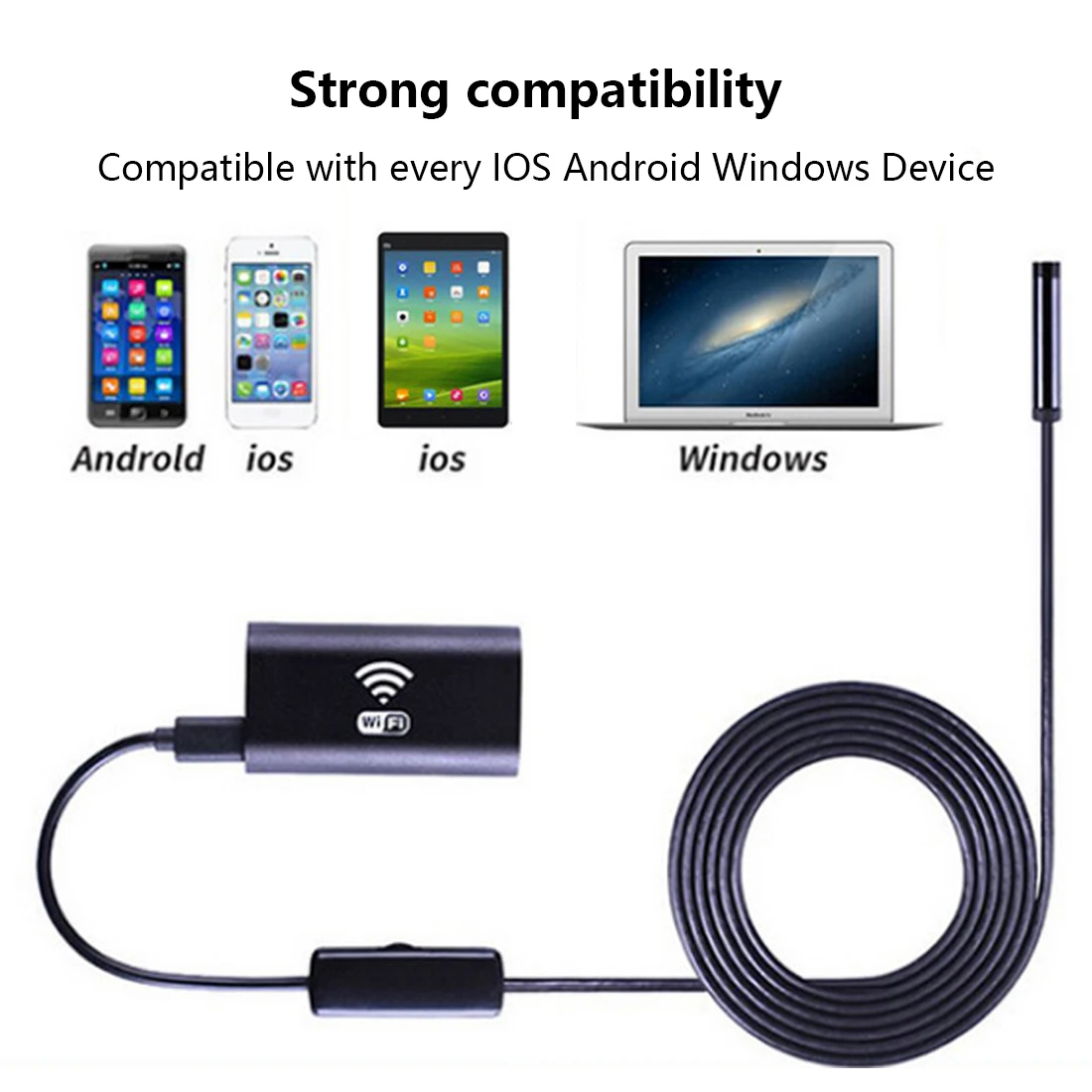 

WIFI Endoscope Camera Mini Waterproof Soft Cable Inspection Camera 8mm 10M USB HD Endoscope Borescope Mobile Phone Endoscope