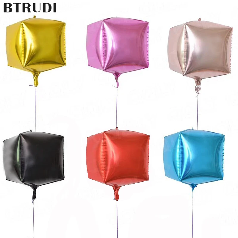 BTRUDI 1 шт. 4D cube алюминиевые воздушные шары многоцветный 24 дюймов с днем рождения