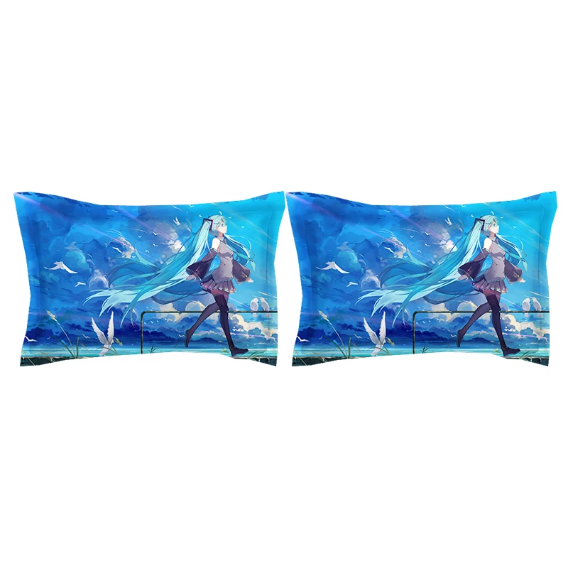 Japanese Anime Magical Mirai Hatsune Miku Bedding Set Bedcover Pillow Case 3/4PCS girls duvet cover sets cartoon blue bedclothes