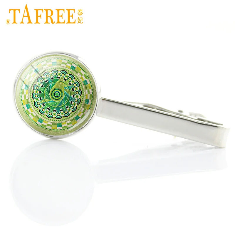 

TAFREE best fashion yoga mandala flower tie clips novelty geometry pattern office men dress accessories tie pin bar jewelry A179