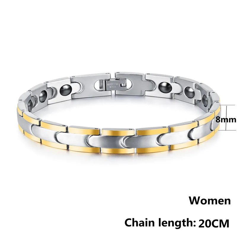 Шт. 1 шт. модные для мужчин женщин 316L титан сталь магнитная терапия здоровья Пары Браслет - Окраска металла: Women Gold