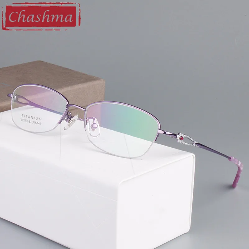 Фиолетовый Бренд Chashma, очки для глаз, женские, B, титановые очки, розового цвета, оправы очки от близорукости, оправа, светильник, очки для женщин - Цвет оправы: Фиолетовый