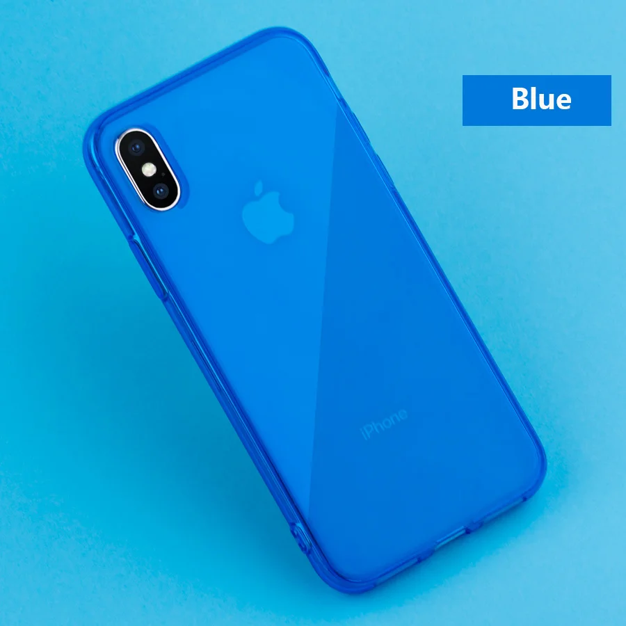 IQD Цвет ТПУ чехол для iPhone X 8 7 6 6s Plus Бампер Мягкий Прозрачный чехол для Apple IPhone X 6 6s 7 8 Plus против царапин - Цвет: Blue