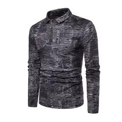 2019 мужские весенние Рубашки с принтом с длинными рукавами Turn-Down Воротник пуловер повседневные мужские топы WML99