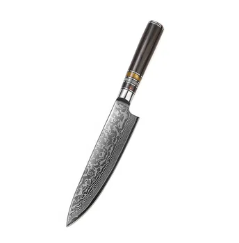 

8 Inch Chef Knives 9Cr18 Mov High Carbon Stainless Steel Damascus Pattern Santoku Knife Damascus Steel Kitchen Knife