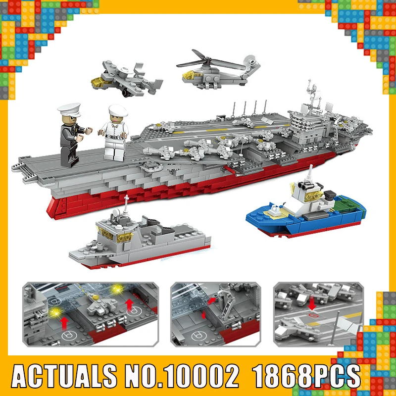 

KAZI 10002 Military Battleship building blocks Gift Sets 3D Construction 1868+ Brick Legoingly Educational Toys for Children