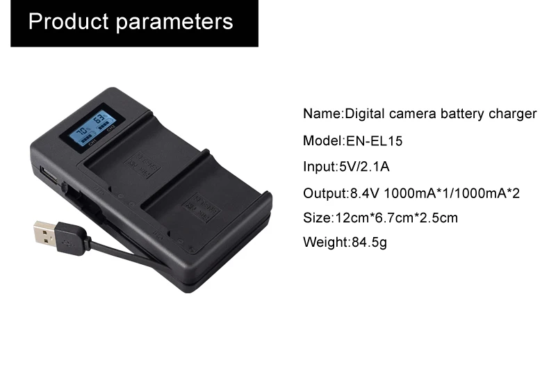 PALO EN-EL15 RU EL15 ENEL15 EL15A ЖК-дисплей Dual USB Зарядное устройство для Nikon D600 D610 D600E D800 D800E D810 D7000 D7100 d750 V1